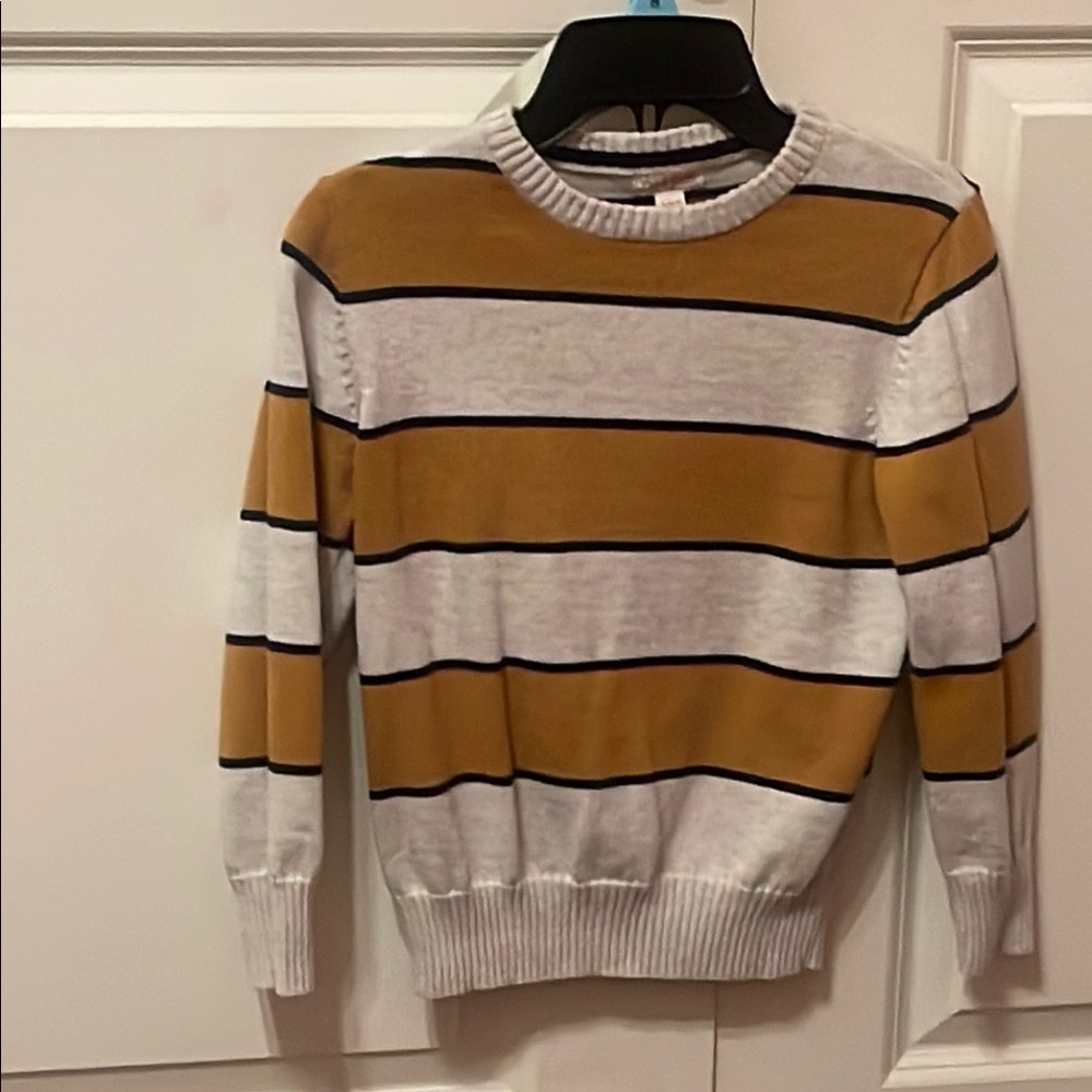 Striped White and Brown Men's Sweater